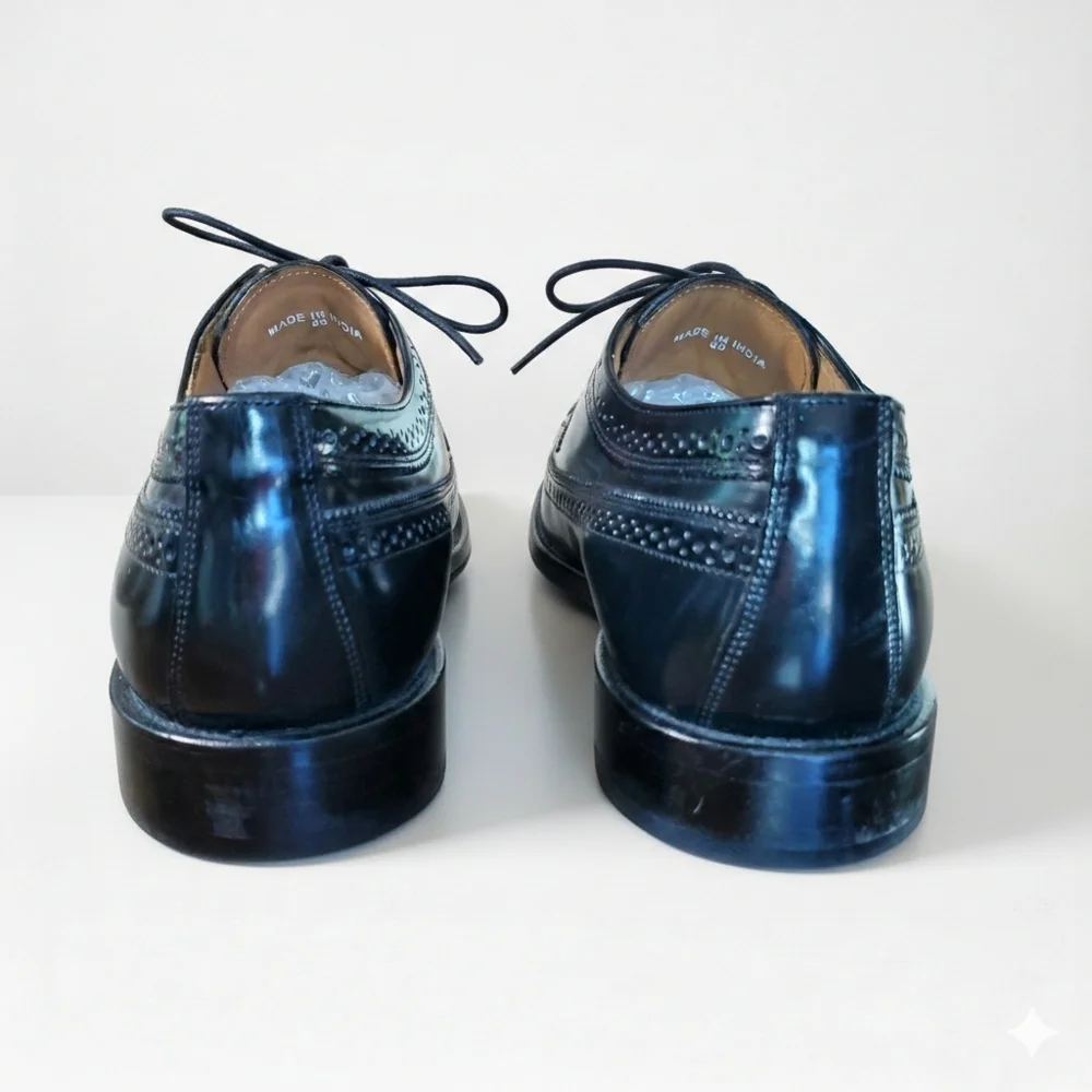 Bostonian Luxe Men's 12 NEW Shoes Black Leather Oxford Wingtips Formal Classic